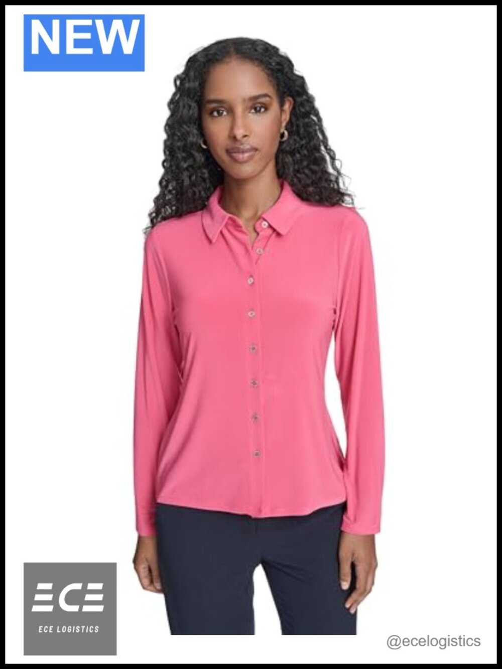 Tommy Hilfiger Women's Soft Work Long Sleeve Knit Top Collared Button